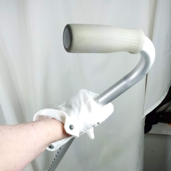 Carex Large Base Offset Height Adjustable Silver Quad Cane - Picture 14 of 14